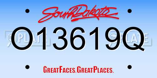 O13619Q South Dakota License Plate