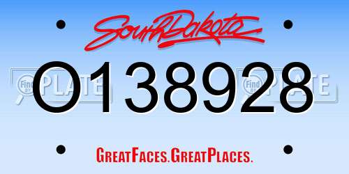 O138928 South Dakota License Plate