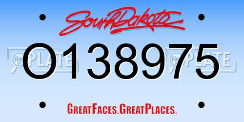 O138975 South Dakota License Plate