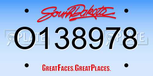 O138978 South Dakota License Plate