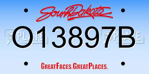 O13897B South Dakota License Plate