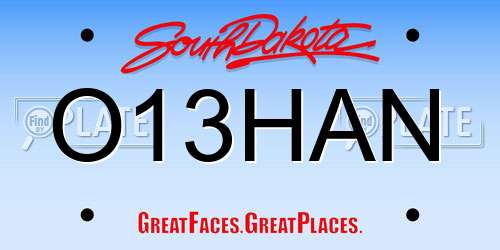 O13HAN South Dakota License Plate