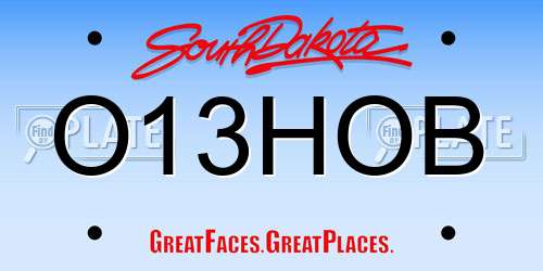 O13HOB South Dakota License Plate