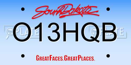 O13HQB South Dakota License Plate