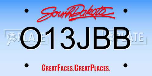 O13JBB South Dakota License Plate