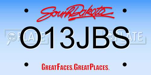 O13JBS South Dakota License Plate