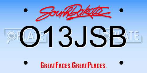 O13JSB South Dakota License Plate
