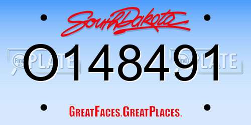 O148491 South Dakota License Plate