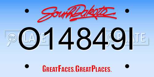 O14849I South Dakota License Plate