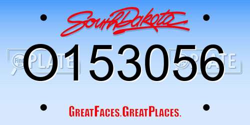 O153056 South Dakota License Plate
