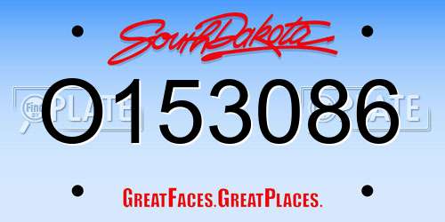 O153086 South Dakota License Plate