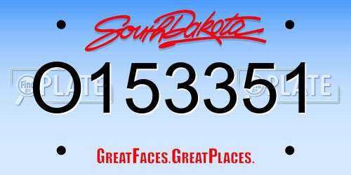 O153351 South Dakota License Plate