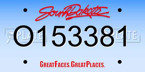 O153381 South Dakota License Plate