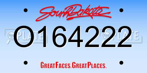 O164222 South Dakota License Plate