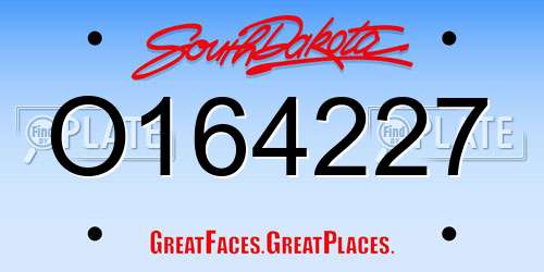 O164227 South Dakota License Plate