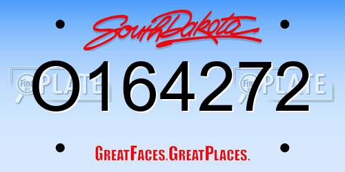 O164272 South Dakota License Plate