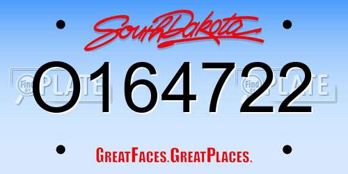 O164722 South Dakota License Plate