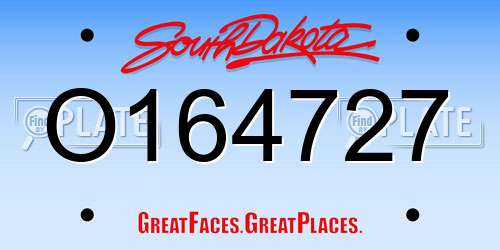 O164727 South Dakota License Plate