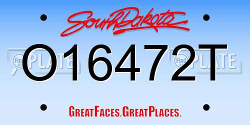 O16472T South Dakota License Plate