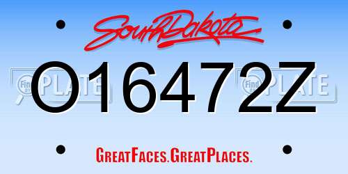 O16472Z South Dakota License Plate