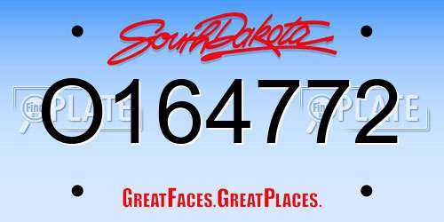 O164772 South Dakota License Plate