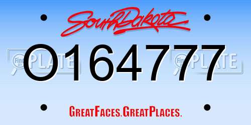 O164777 South Dakota License Plate