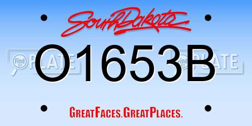 O1653B South Dakota License Plate