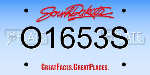 O1653S South Dakota License Plate