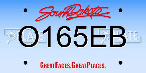 O165EB South Dakota License Plate