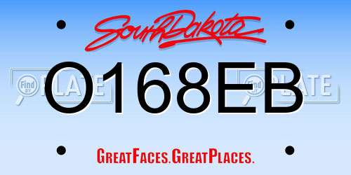 O168EB South Dakota License Plate