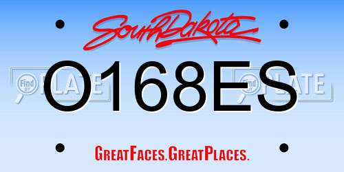 O168ES South Dakota License Plate