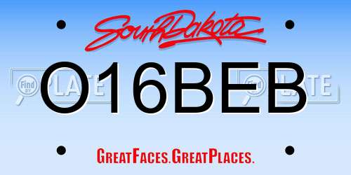 O16BEB South Dakota License Plate
