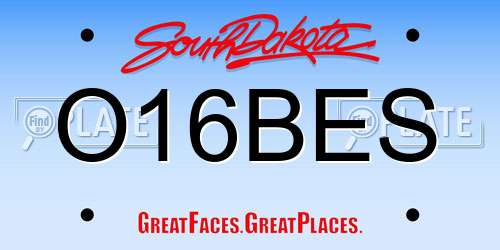 O16BES South Dakota License Plate