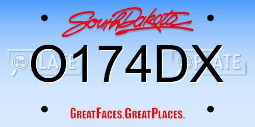 O174DX South Dakota License Plate