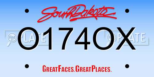 O174OX South Dakota License Plate
