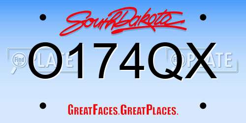 O174QX South Dakota License Plate