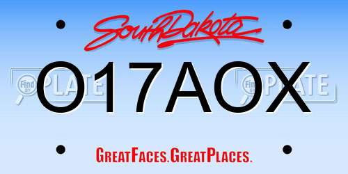 O17AOX South Dakota License Plate