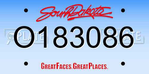 O183086 South Dakota License Plate