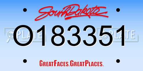 O183351 South Dakota License Plate