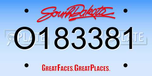 O183381 South Dakota License Plate