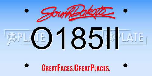 O185II South Dakota License Plate