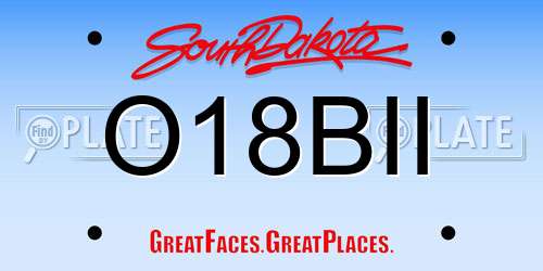 O18BII South Dakota License Plate