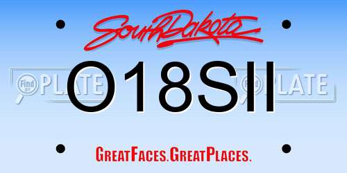 O18SII South Dakota License Plate