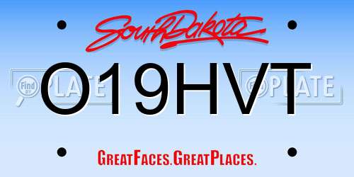 O19HVT South Dakota License Plate