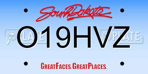 O19HVZ South Dakota License Plate