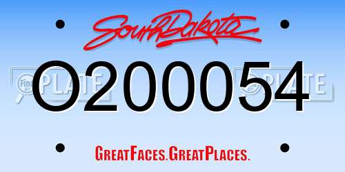 O200054 South Dakota License Plate