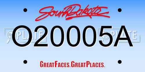 O20005A South Dakota License Plate