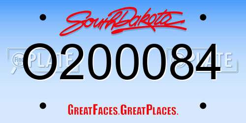 O200084 South Dakota License Plate