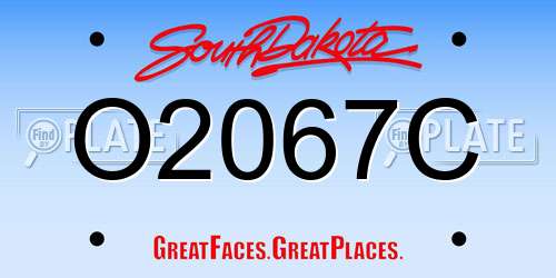 O2067C South Dakota License Plate