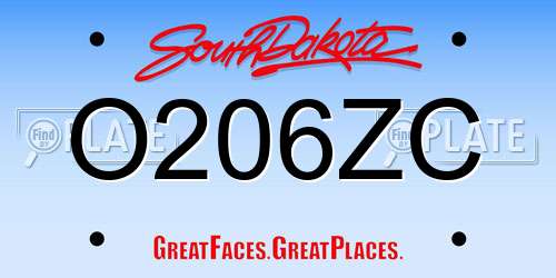 O206ZC South Dakota License Plate